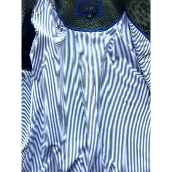 J.Crew Bristol Blazer Jacket Double Breasted Herringbone Wool Green Size 8 - Picture 10 of 10